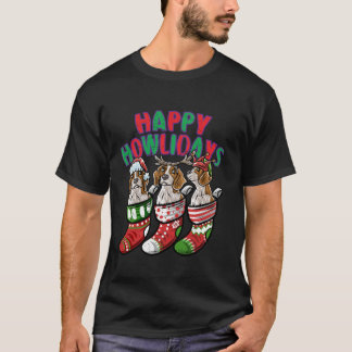 Beagle Santa Claus Elf Reindeer Weihnachtshund Lon T-Shirt