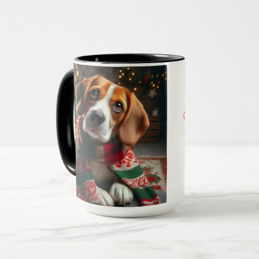 Beagle "Santa define Good" Weihnachtskaffee Tasse (Vorderseite Links)