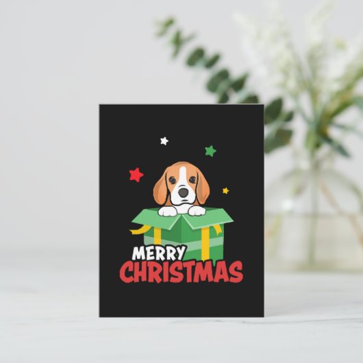 Beagle Santa Dog liebt frohe Weihnachten Weihnacht Begleitkarte (Stehend Vorderseite)