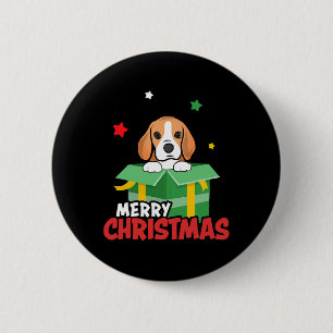 Beagle Santa Dog liebt frohe Weihnachten Weihnacht Button