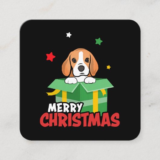 Beagle Santa Dog liebt frohe Weihnachten Weihnacht Quadratische Visitenkarte (Vorderseite)