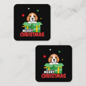 Beagle Santa Dog liebt frohe Weihnachten Weihnacht Quadratische Visitenkarte (Vorne/Hinten)
