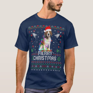 Beagle Santa Hut Hund Weihnachtsbaum Lichter Urlau T-Shirt