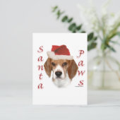 Beagle Santa Paws Feiertagspostkarte (Stehend Vorderseite)