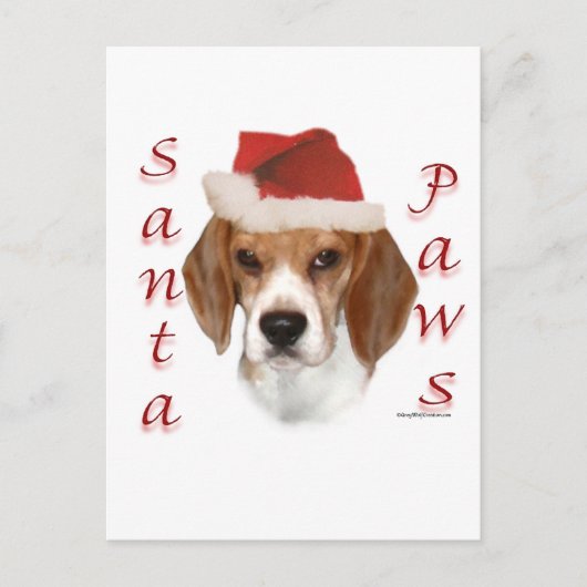Beagle Santa Paws Feiertagspostkarte (Vorderseite)