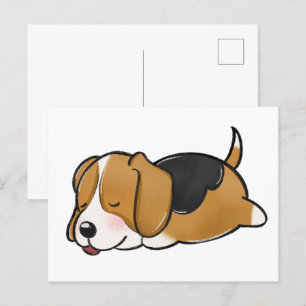 Beagle Schlafende Cartoon Postkarte