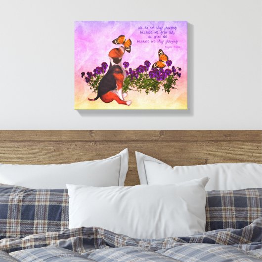 Beagle Schmetterlinge Blume Inspiration Life Zitat Leinwanddruck (Insitu (Schlafzimmer))