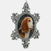 Beagle Schneeflocken Zinn-Ornament (Links)