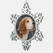 Beagle Schneeflocken Zinn-Ornament (Rechts)