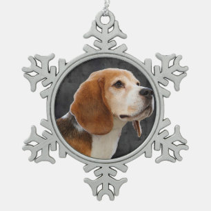 Beagle Schneeflocken Zinn-Ornament