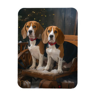 Beagle Schneeschlitten Weihnachtsdekoration Magnet
