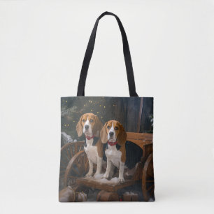 Beagle Schneeschlitten Weihnachtsdekoration  Tasche