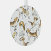 Beagle Schönheit: Wasserfarben-Hundemuster Ornament Aus Glas (Vorderseite Rechts)