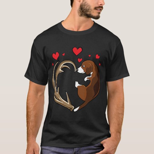 Beagle & Shed Antlers Jagd HEART Hundehütte T-Shirt (Vorderseite)