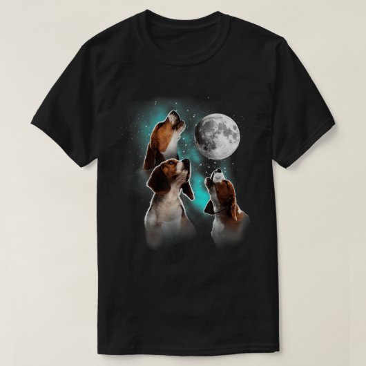 Beagle Shirt, Beagle Howling am Mond, Beagle L T-Shirt (Design vorne)