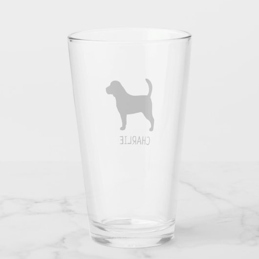 Beagle Silhouette Personalisiert Hunde Rasse Glas (Rückseite)