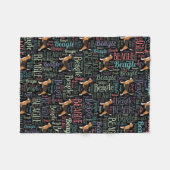 Beagle-Silhouette und Wortkunstmuster Fleecedecke (Vorderseite (Horizontal))