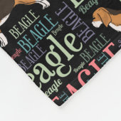 Beagle-Silhouette und Wortkunstmuster Fleecedecke (Ecke)