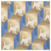 Beagle-Silhouette zu braunen und blauen Kuben Stoff (Muster)