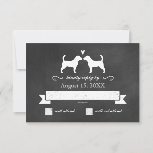 Beagle Silhouetten Hochzeitstorte UAWG RSVP Karte (Vorderseite)
