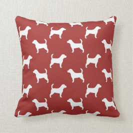 Beagle Silhouetten Muster Rot Kissen