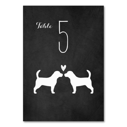 Beagle Silhouetten Paare Hochzeitsempfang Gäste Tischnummer (Vorderseite)