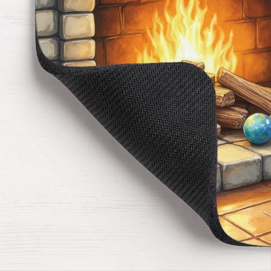 Beagle Sitting by Fireplace with Christmas Lights Mousepad (Ecke)