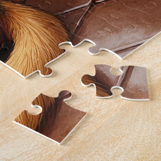 Beagle Sitting by Fireplace with Christmas Lights Puzzle (Seite)