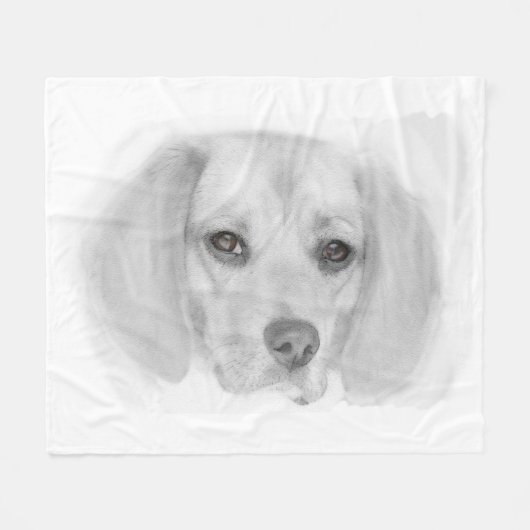 Beagle Sketch Fleece Blanket (Vorderseite (Horizontal))