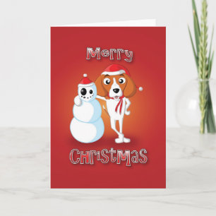 Beagle - Snowman - frohe Weihnachten