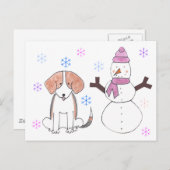 Beagle & Snowman Postkarte (Vorne/Hinten)