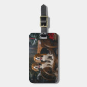 Beagle Snowy Sleigh Weihnachtsdekor Gepäckanhänger (Vorderseite vertikal)