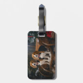 Beagle Snowy Sleigh Weihnachtsdekor Gepäckanhänger (Rückseite vertikal)