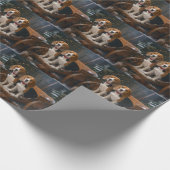Beagle Snowy Sleigh Weihnachtsdekor Geschenkpapier (Ecke)