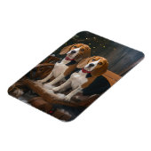 Beagle Snowy Sleigh Weihnachtsdekor Magnet (Linke Seite)