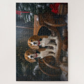 Beagle Snowy Sleigh Weihnachtsdekor Puzzle (Vertikal)