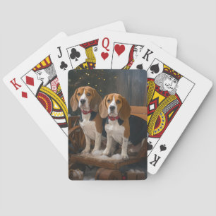 Beagle Snowy Sleigh Weihnachtsdekor Spielkarten