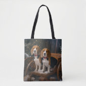 Beagle Snowy Sleigh Weihnachtsdekor Tasche (Vorderseite)