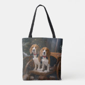 Beagle Snowy Sleigh Weihnachtsdekor Tasche (Rückseite)