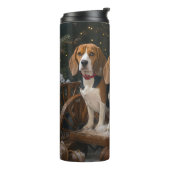 Beagle Snowy Sleigh Weihnachtsdekor Thermosbecher (Nach links gedreht)