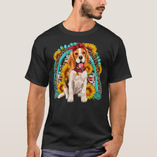 Beagle Sonnenblume Edelstein Regenbogen Beagle Leo T-Shirt