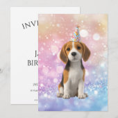 Beagle Sparkly Birthday Einladung (Vorne/Hinten)