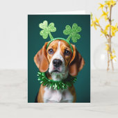 Beagle St. Patrick's Day Karte (Gelbe Blume)