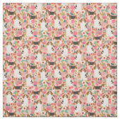 Beagle Stoffe - Blume Rosa (Muster)