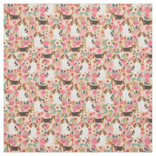 Beagle Stoffe - Blume Rosa (Muster)