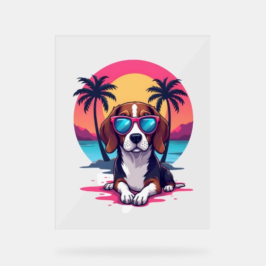 Beagle Sunset Background Shirt, Beagle Mama, Beagl Acrylschild (Vorderseite)