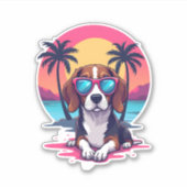 Beagle Sunset Background Shirt, Beagle Mama, Beagl Aufkleber (Vorderseite)