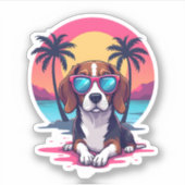 Beagle Sunset Background Shirt, Beagle Mama, Beagl Aufkleber (Vorderseite)