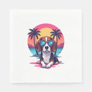 Beagle Sunset Background Shirt, Beagle Mama, Beagl Serviette