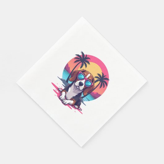 Beagle Sunset Background Shirt, Beagle Mama, Beagl Serviette (Ecke)